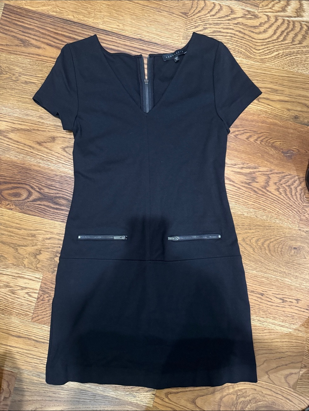 Sanctuary Women's Black Short Sleeve Zip-Front Shift Dress